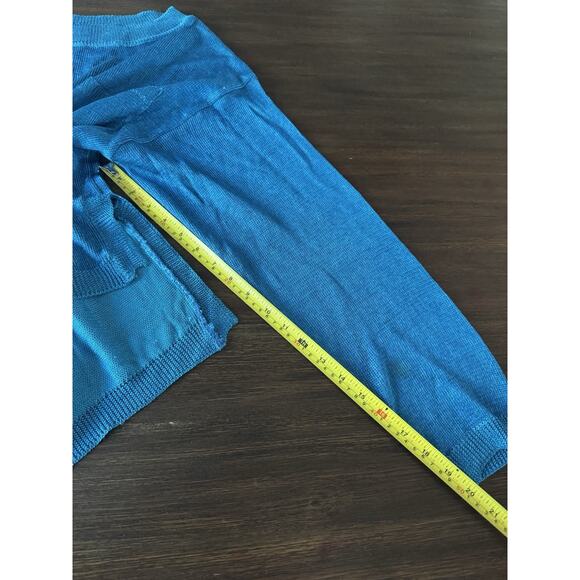 Alain Manoukian Italy Teal Viscose Sweater Womens Medium Blue Knit Elevated Chic - Picture 10 of 12